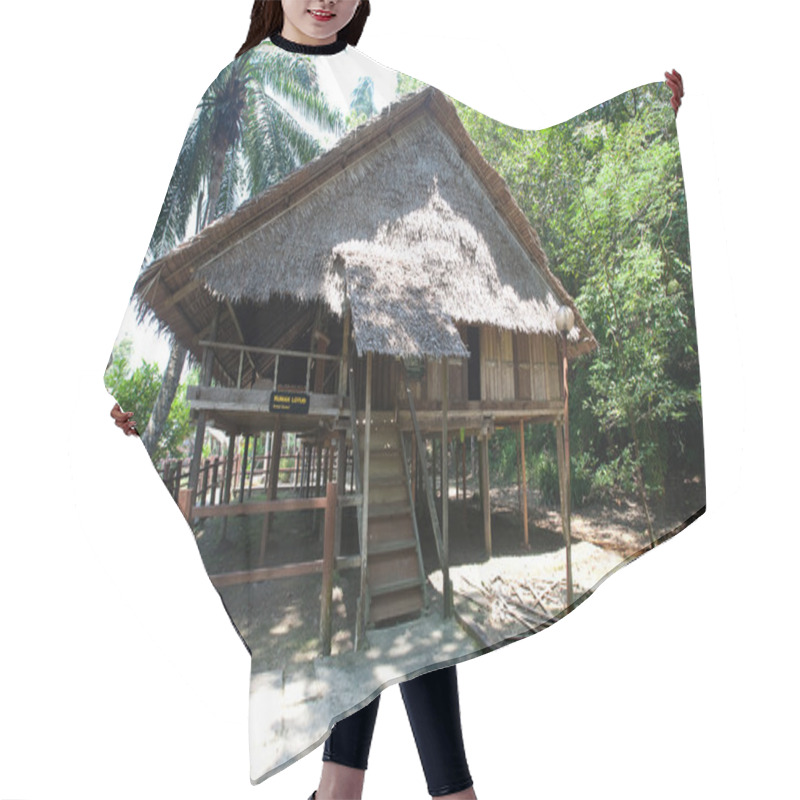 Personality  ' Rumah Lotud'' ( Lotud House ), At Monsopiad Cultural Village, Sabah, Being One Of The Typical Type Of Traditional Tribal House Atypically Found In Sabah, Borneo. Hair Cutting Cape