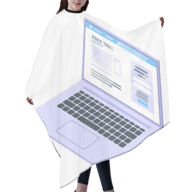 Personality  Laptop Trial Version Icon, Isometric Style Hair Cutting Cape