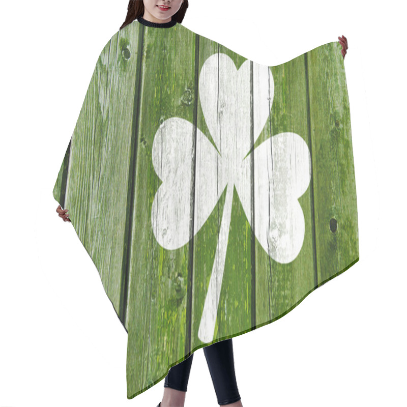 Personality  Shamrock Silhouette On Old Green Wooden Boards Hair Cutting Cape