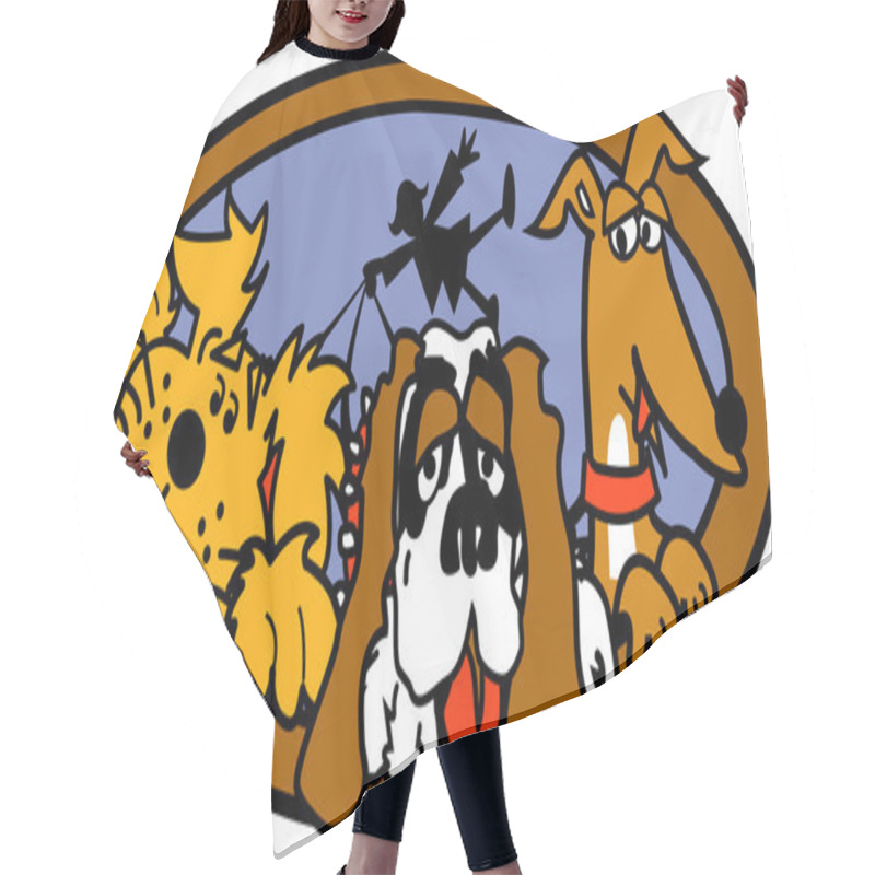 Personality  Three Dogs Taking Their Dog Walker For A Walk Hair Cutting Cape