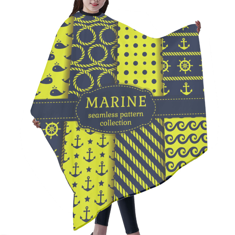 Personality  Sea And Nautical Patterns Set.  Hair Cutting Cape