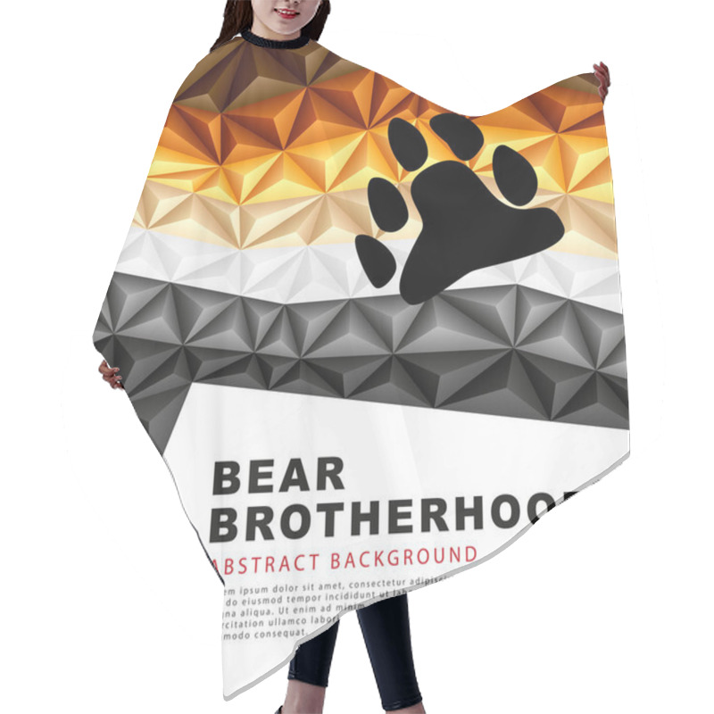 Personality  Polygonal Flag Of The Bear Brotherhood. Abstract Background In The Form Of Colorful Brown, Orange, Yellow, White, Gray And Black Pyramids. Gay Bear. Sexual Identification. Vector Illustration. Hair Cutting Cape