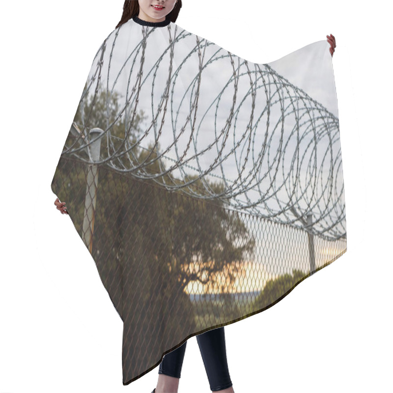 Personality  Fence With A Barbed Wire   Hair Cutting Cape