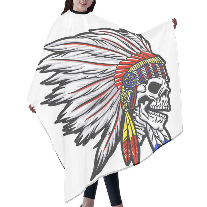 Personality  Indian  Chief  Skull Illustration   Hair Cutting Cape