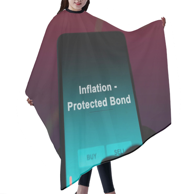 Personality  An Investor Analyzing The Inflation - Protected Bond Etf Fund On A Screen. A Phone Shows The Prices Of Inflation - Protected Bond Hair Cutting Cape