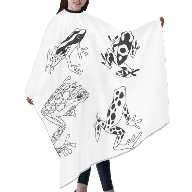 Personality  Line Art Tropical Frogs Hair Cutting Cape