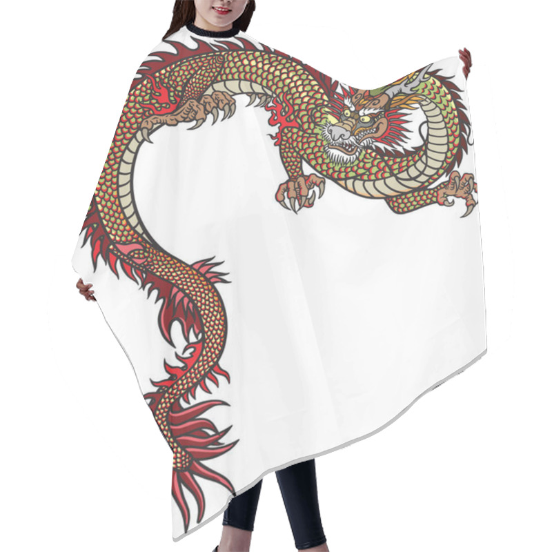 Personality  Eastern Dragon . Tattoo Style Vector Illustration Isolated On White Hair Cutting Cape