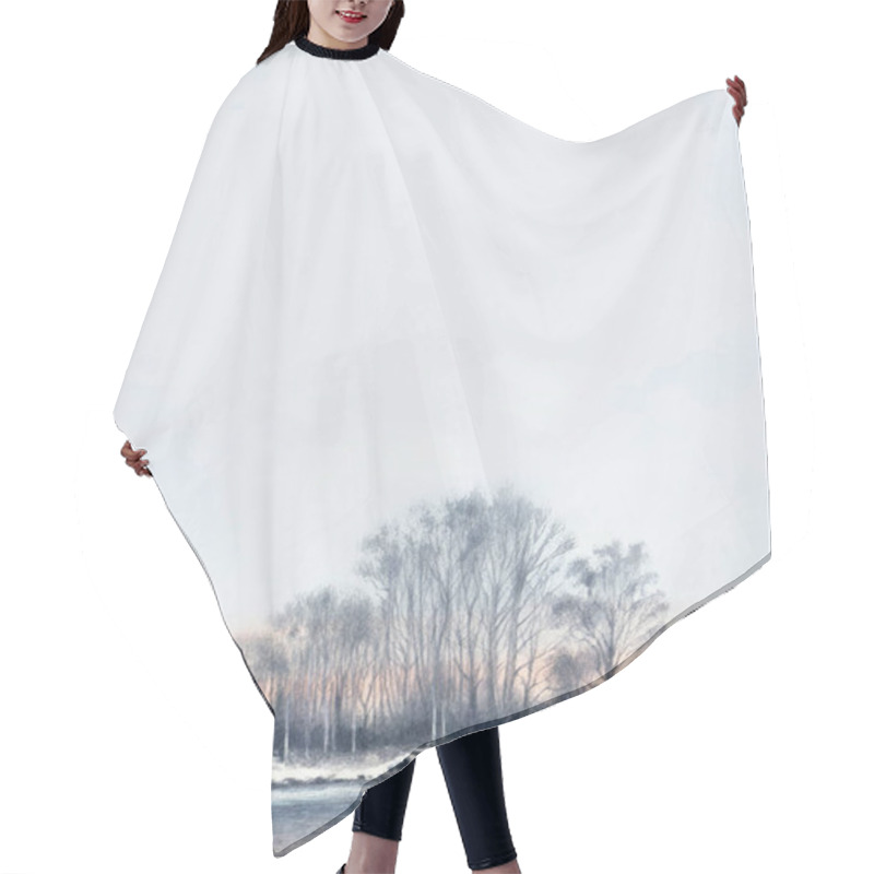 Personality  Winter Lake And Trees Hair Cutting Cape