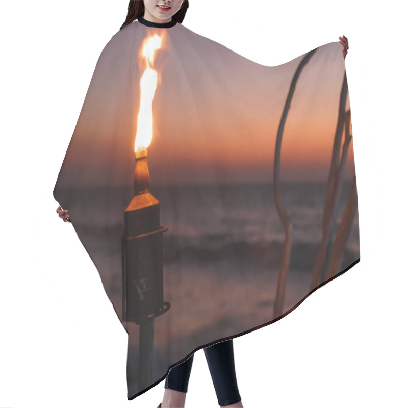 Personality  Bottle Torch On The Ocean At Sunset Hair Cutting Cape