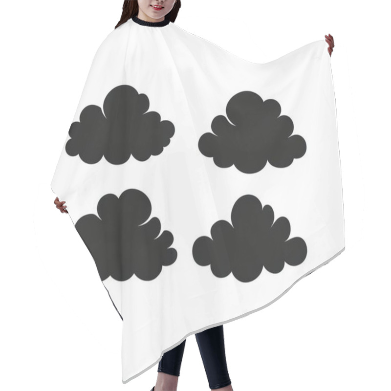 Personality  Four Stylized Black Cloud Shapes On A White Background, Perfect For Decorative Or Illustrative Purposes. Hair Cutting Cape