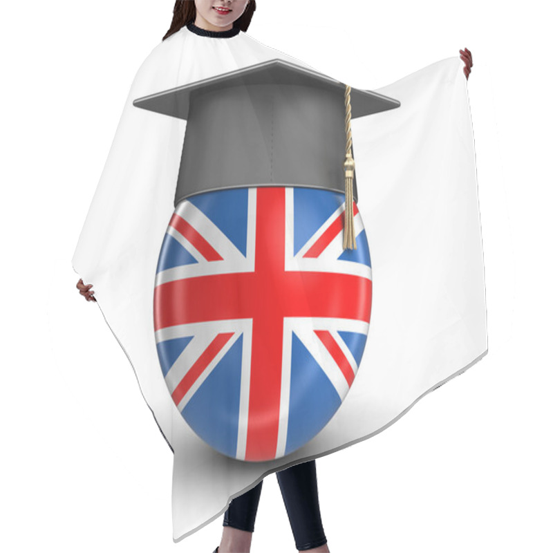 Personality  Graduation Cap And UK Flag. Image With Clipping Path Hair Cutting Cape