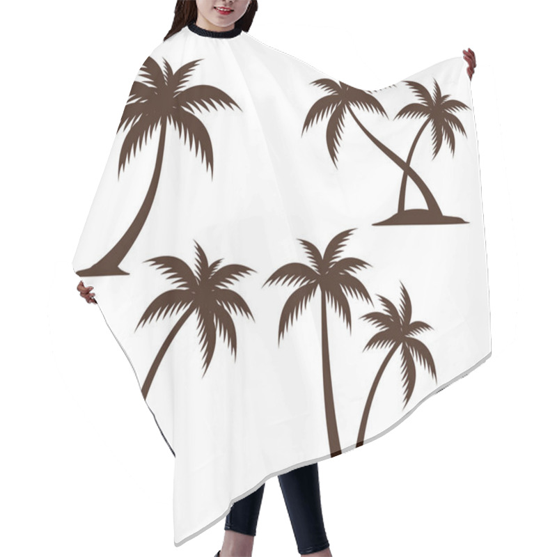 Personality  Detailed Coconut Tree Silhouette Illustration Vector Logo Design Inspiration For Brand Identity Template, Pattern And More Hair Cutting Cape