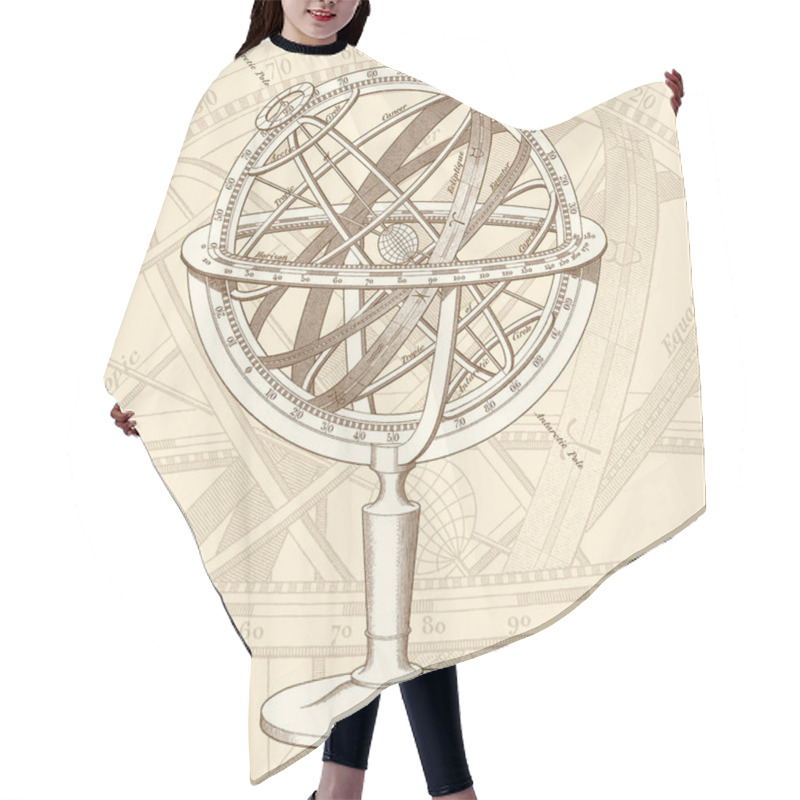 Personality  Vector Armillary Sphere Illustration Hair Cutting Cape