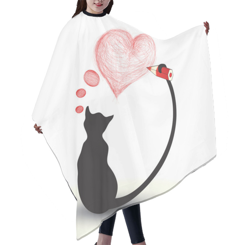 Personality  Cat Drawing A Heart Hair Cutting Cape