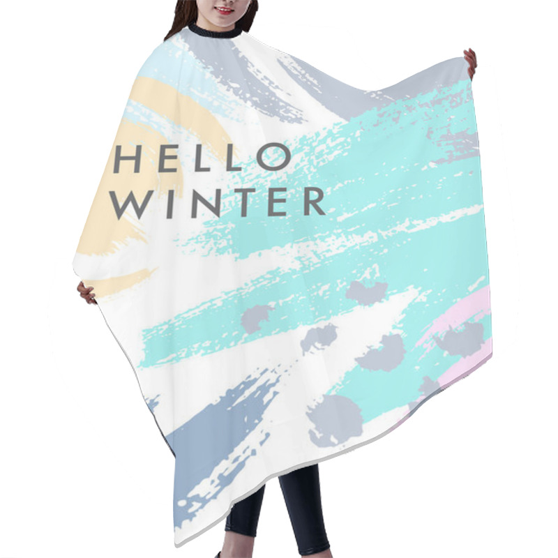 Personality  Trendy Winter Poster With Hand Drawn Shapes And Textures In Soft Pastel Colors.Unique Graphic Design Perfect For Prints,flyers,banners,invitations,special Offer And More.Modern Vector Illustration. Hair Cutting Cape