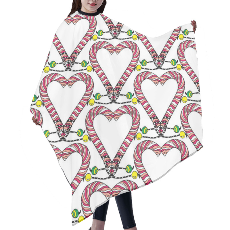 Personality  Seamless Heart Pattern. Hair Cutting Cape