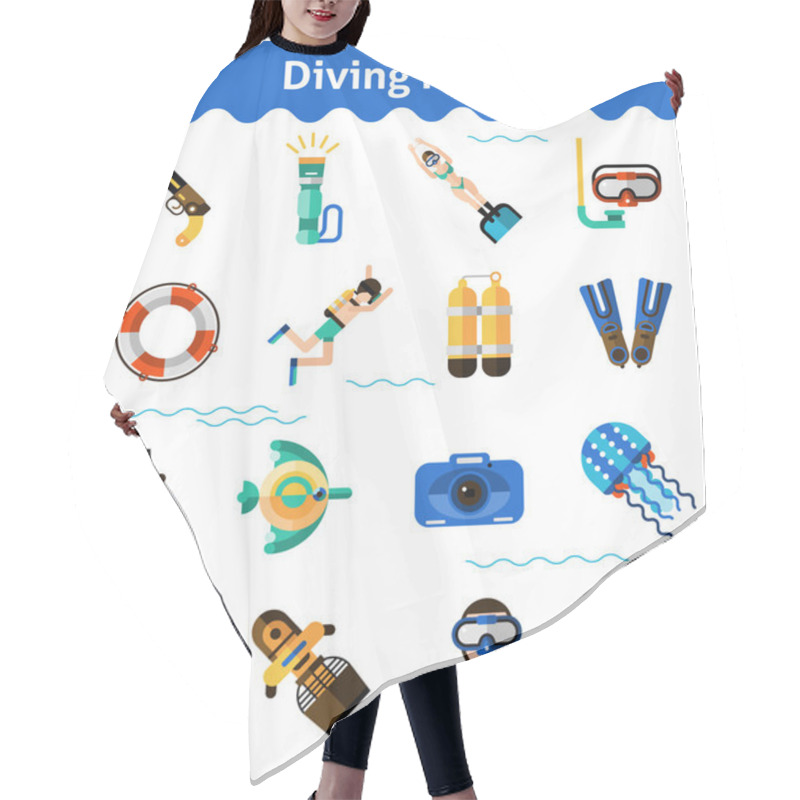 Personality  Diving Icons Set Hair Cutting Cape