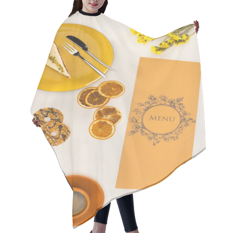 Personality  Menu With Coffee And Dessert Hair Cutting Cape