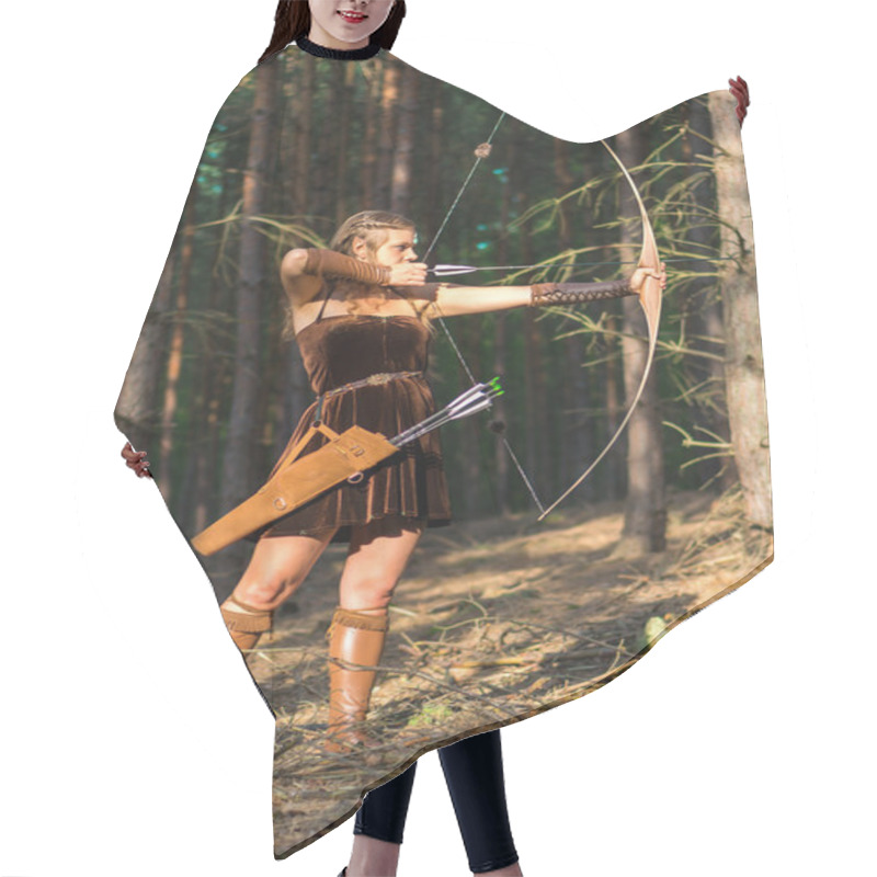 Personality  Young Lady Elf With A Long Bow Hair Cutting Cape