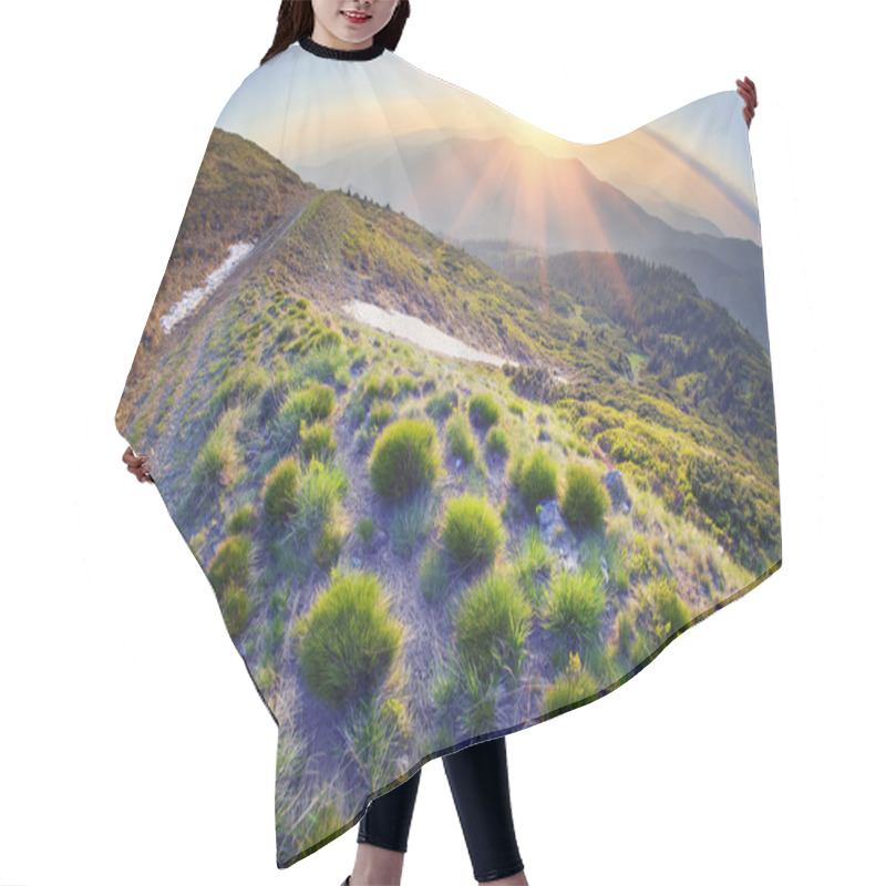 Personality  Clumps Of Grass In Mountains At Sunset Hair Cutting Cape