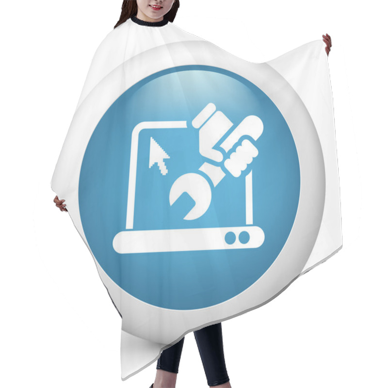 Personality  Icon Depicting Damaged Computer Hair Cutting Cape