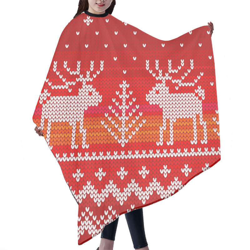 Personality  Red Sweater With Deer, Seamless Pattern Hair Cutting Cape