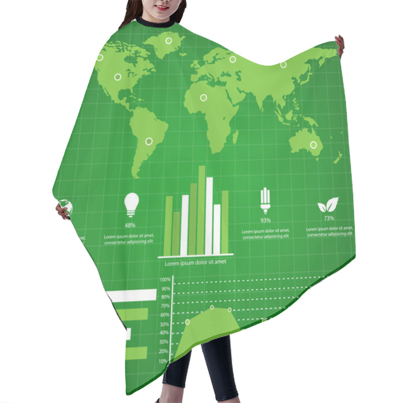 Personality  Retro Infographics Set. World Map And Information Graphics Hair Cutting Cape