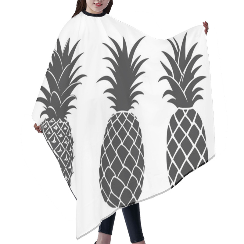 Personality  Three Stylized Pineapples In Black And White. Hair Cutting Cape