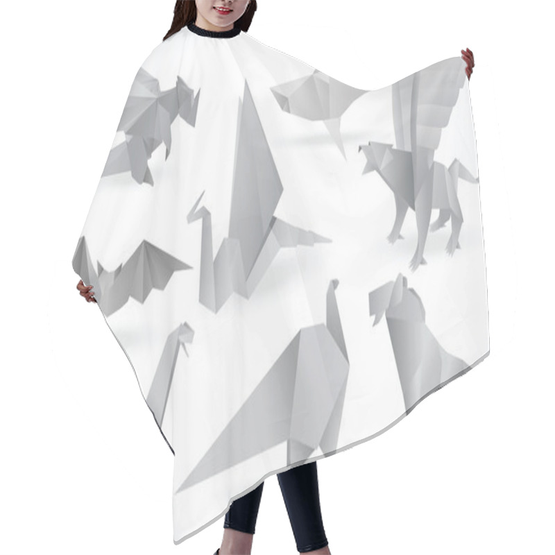 Personality  Origami Animals (black & White) Hair Cutting Cape