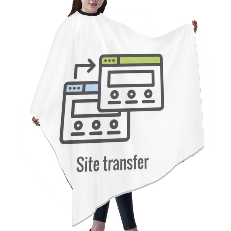 Personality  Website Data Transfer Icon With Arrow Imagery Of Transfer Hair Cutting Cape