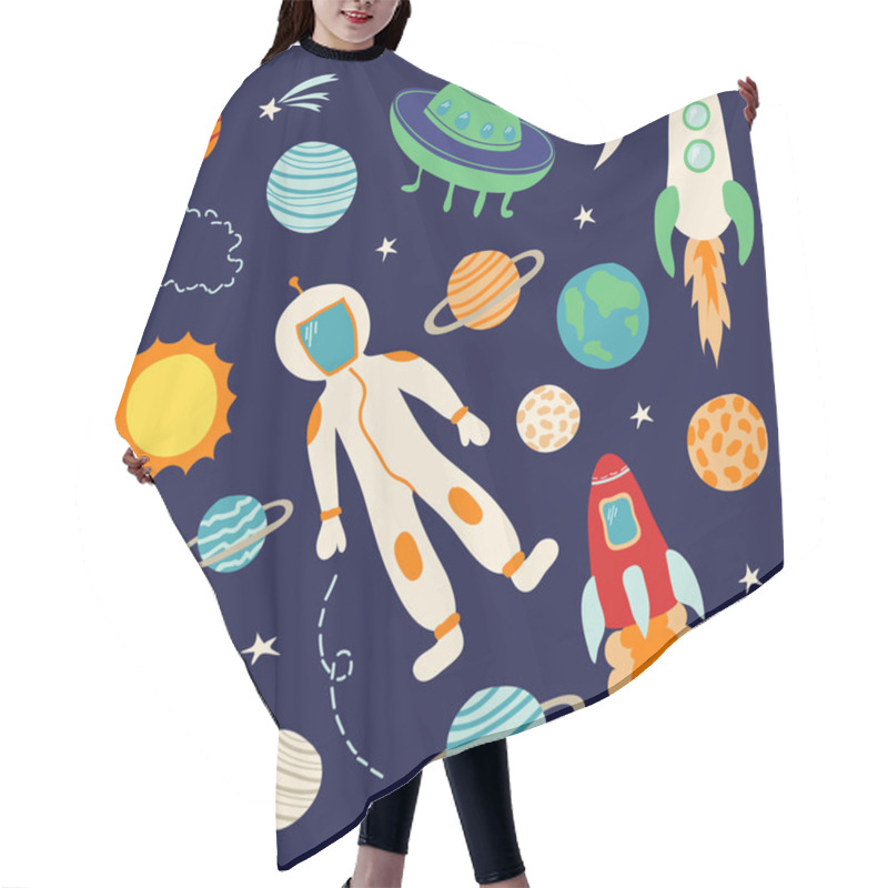 Personality  Set Of Space Design Elements Hair Cutting Cape