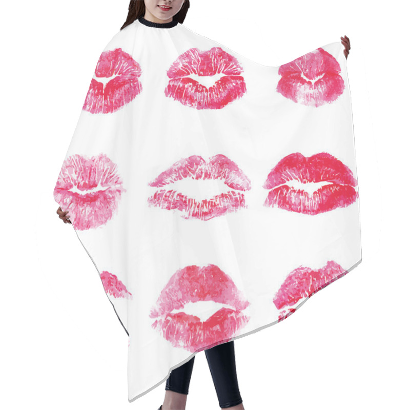 Personality  Red Lips Kisses Prints Elements Hair Cutting Cape