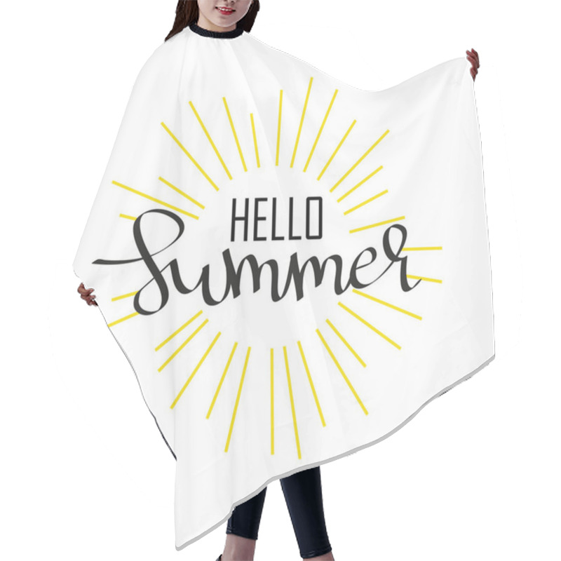 Personality  Hello Summer Vector Illustration, Background. Fun Quote Hipster Design Logo Or Label. Hand Lettering Inspirational Typography Poster, Banner. Eps 10 Hair Cutting Cape