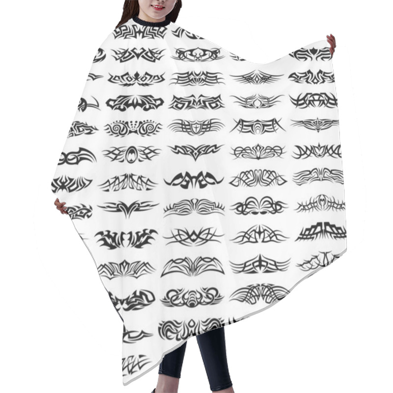 Personality  Big, Vector Set Of Tribal Tattoos Hair Cutting Cape