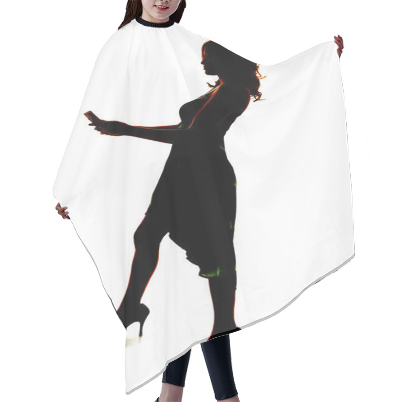 Personality  Silhouette Of Woman Holding A Phone Hair Cutting Cape