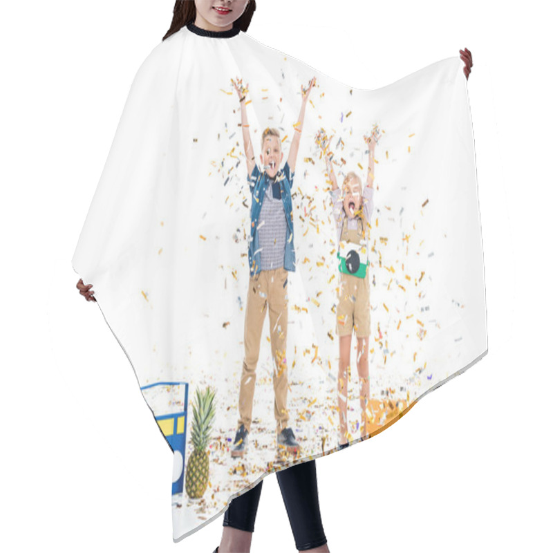 Personality  Happy Kids With Confetti Hair Cutting Cape