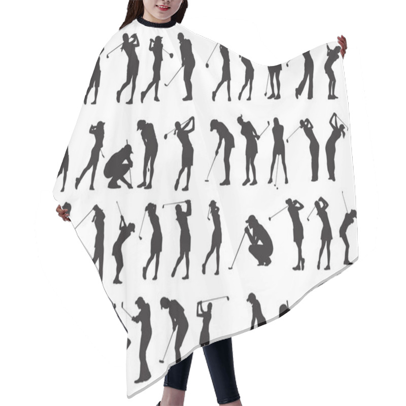 Personality  40 Female Golf Poses Silhouette Hair Cutting Cape