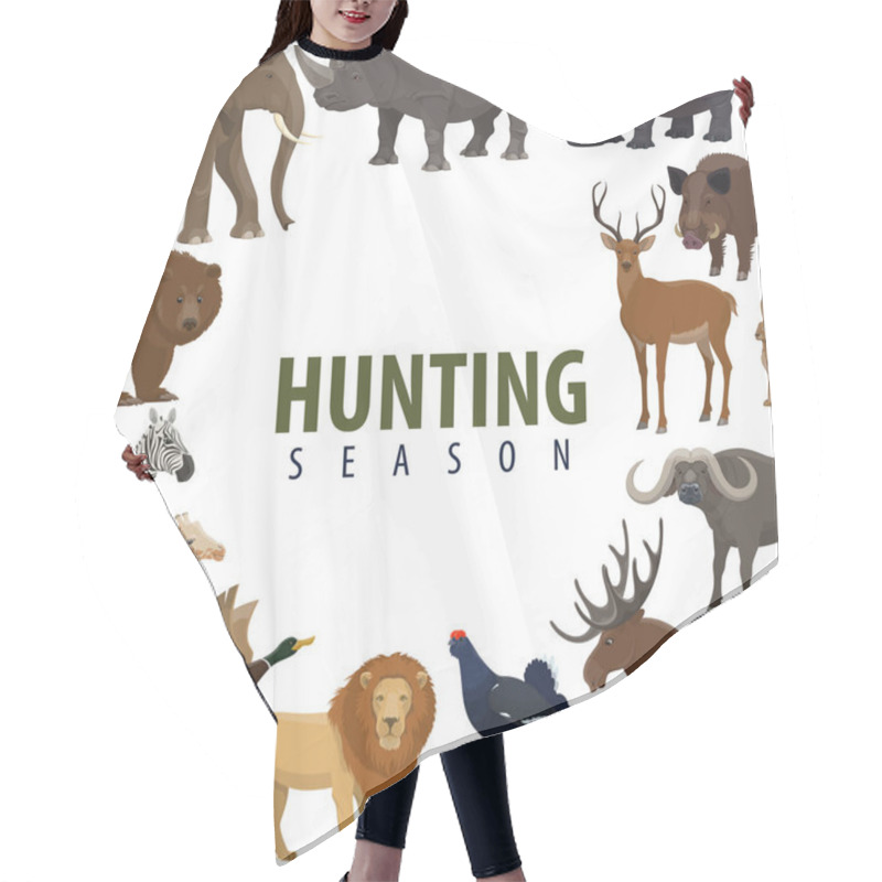 Personality  Hunting Season Poster Of Wild Animal And Bird Hair Cutting Cape