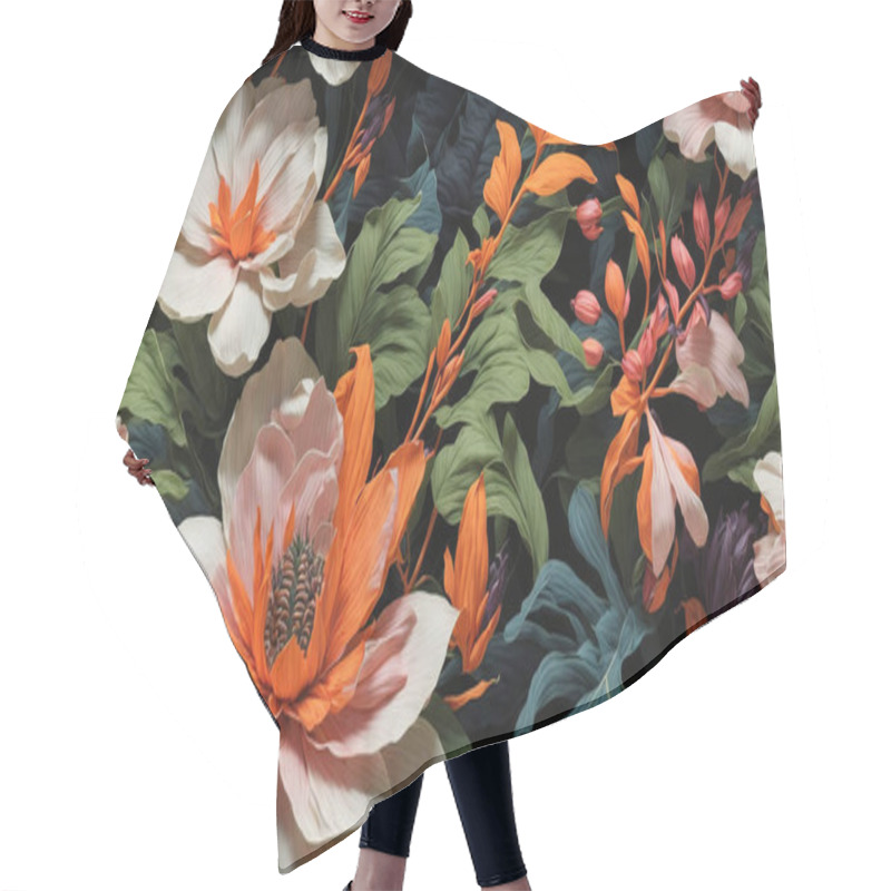 Personality  Beautiful Tropical Flowers Pattern Hair Cutting Cape