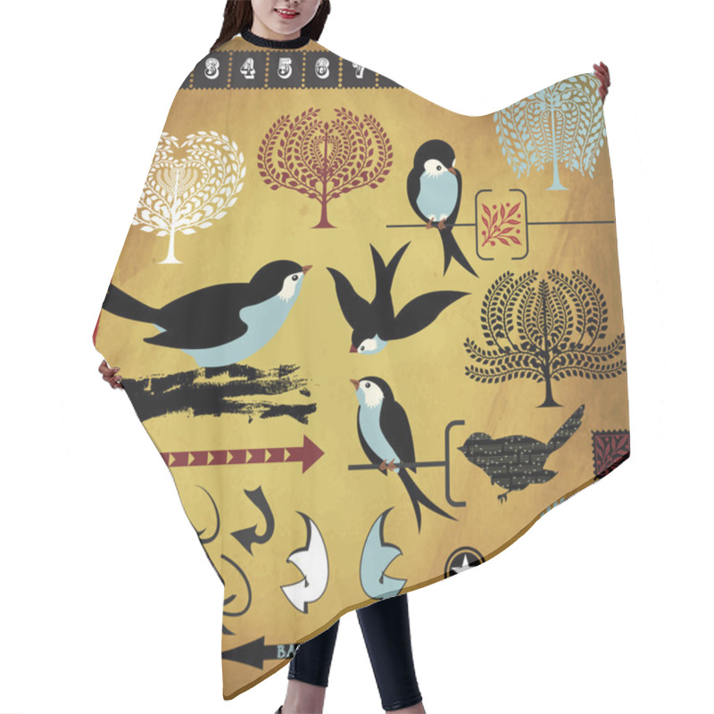 Personality  Birds, Trees And Design Elements Hair Cutting Cape