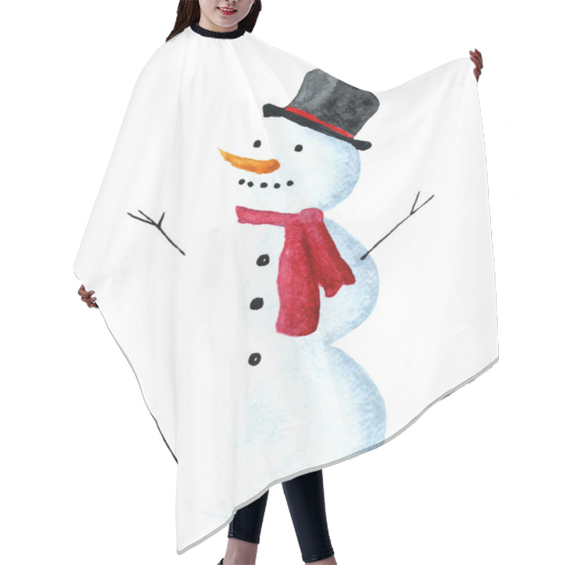 Personality  Watercolour snowman illustration for greeting cards, decoration, holiday design, prints, poster. hair cutting cape