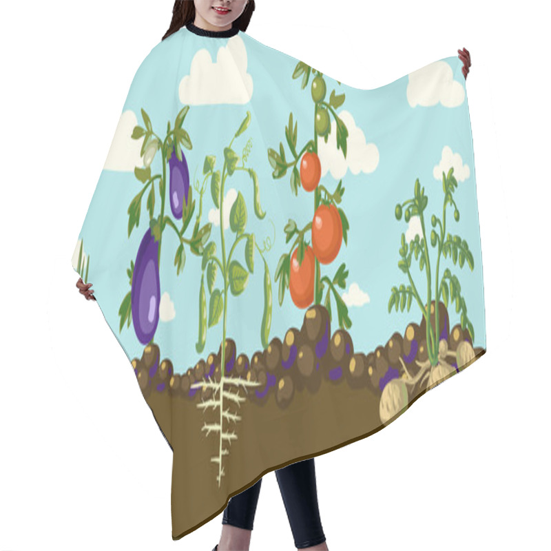 Personality  Stylized Vegetables In A Garden Hair Cutting Cape