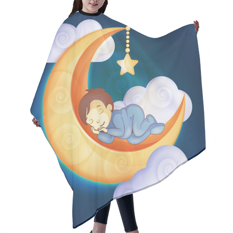 Personality  Little Boy Sleeping On The Moon Hair Cutting Cape