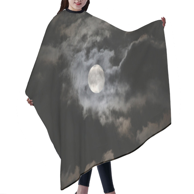 Personality  Full Moon In Eerie White Clouds Hair Cutting Cape