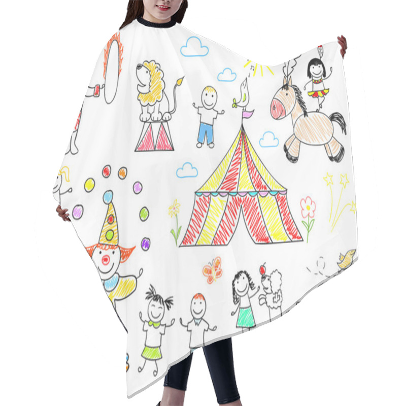 Personality  Happy Children In Circus Hair Cutting Cape