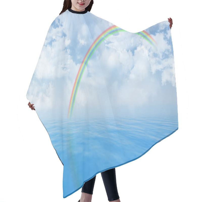 Personality  Blue Ocean Landscape With Rainbow Hair Cutting Cape