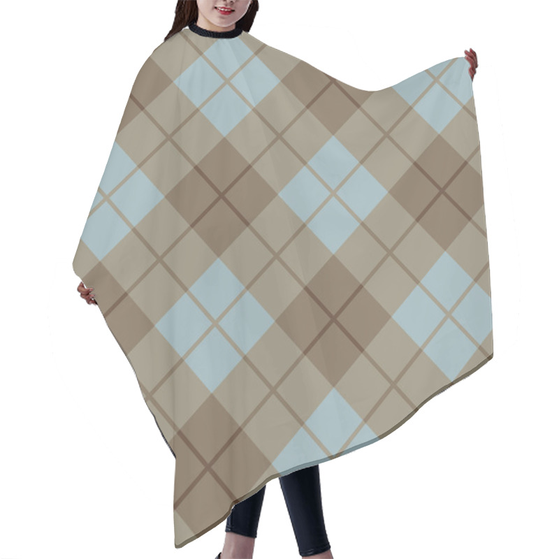 Personality  Bias Plaid_Blue-Brown Hair Cutting Cape