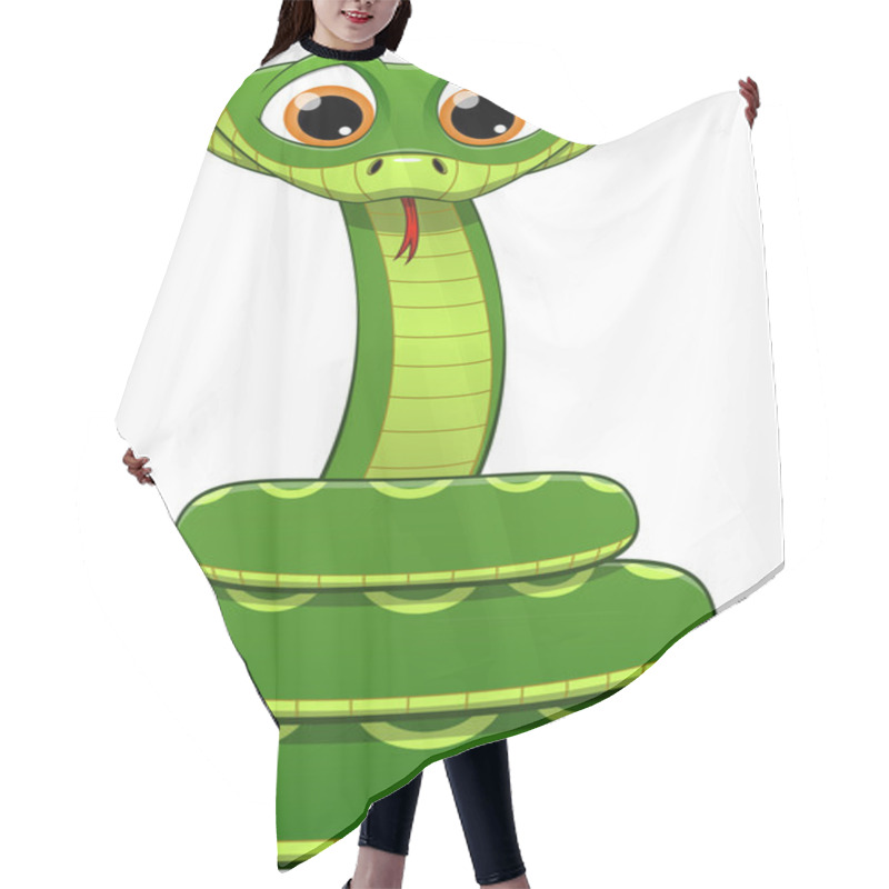 Personality  Illustration Of Green Snake On A White Background Hair Cutting Cape