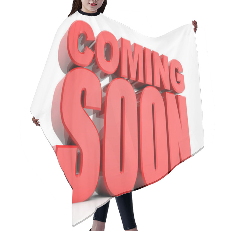 Personality  3D Coming Soon Red Text On White Background Hair Cutting Cape