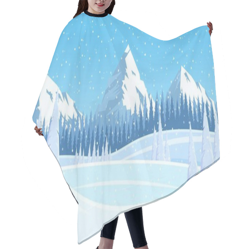 Personality  Christmas Landscape Background With Snow And Tree Hair Cutting Cape